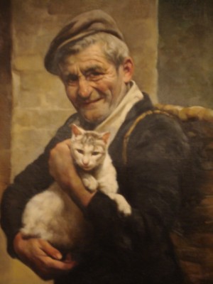 VECCHIO CON GATTO