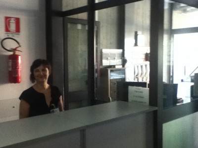 Il gabbiotto posizionato all'interno del Palazzo di Giustizia