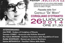 "Percorsi di legalità nella memoria": il 26 luglio a Corigliano d'Otranto - Corriere Salentino