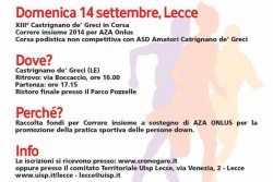 Solidarietà: appuntamento a Castrignano dei Greci con “Correre Insieme” - Corriere Salentino