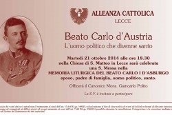 "L'uomo politico che divenne santo": domani a Lecce S.Messa per il Beato Carlo d'Austria - Corriere Salentino