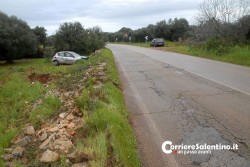 Perde il controllo dell'auto e si ribalta nelle campagne, tanta paura per un giovane - Corriere Salentino