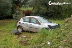 Perde il controllo dell'auto e si ribalta nelle campagne, tanta paura per un giovane - Corriere Salentino