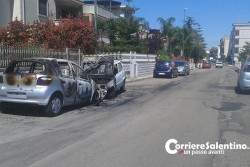 Doppio incendio a Maglie e Veglie nella notte, brucia anche l'auto di un poliziotto - Corriere Salentino
