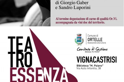 Vignacastrisi: "Il Grigio" con Salvatore Della Villa apre la rassegna "TeatroEssenza" - Corriere Salentino