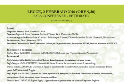 “Apprendimento permanente, Università e Territorio”: seminario in Rettorato - Corriere Salentino