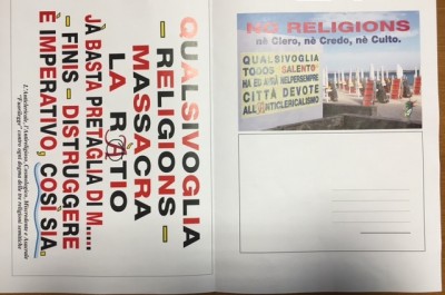 Volantini blasfemi sul sagrato del Santuario di Santa Maria di Leuca nel giorno di Natale: scattano denunce - Corriere Salentino