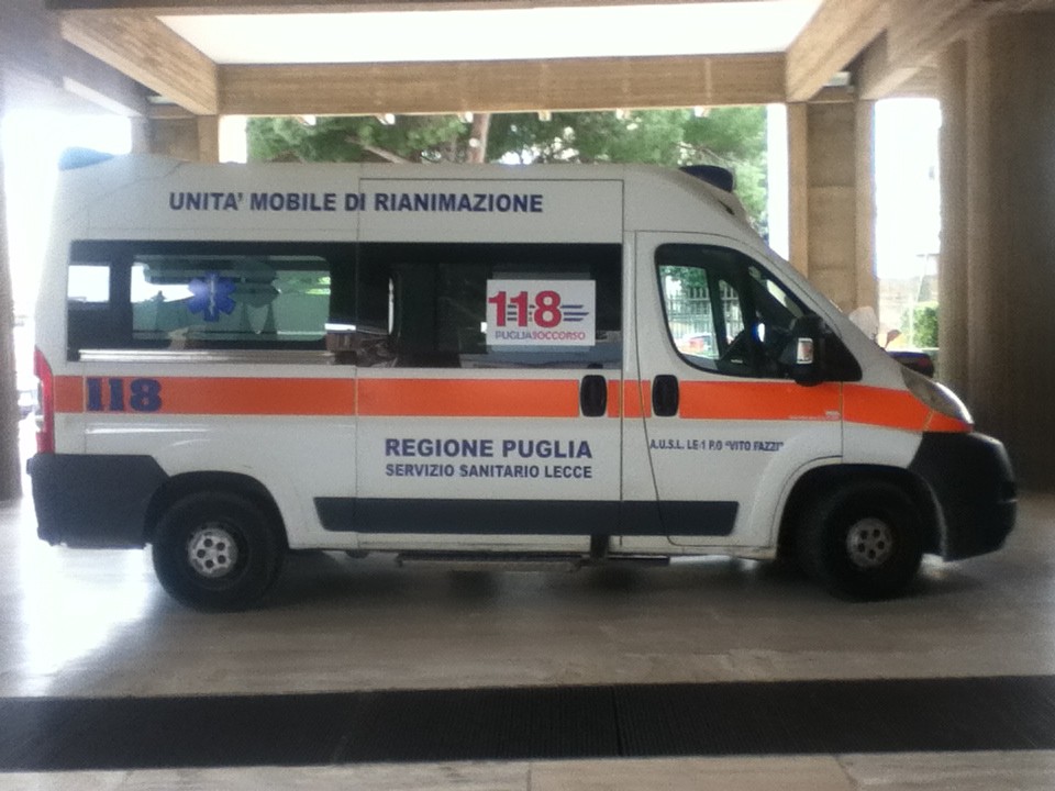 L'ambulanza intervenuta sul posto