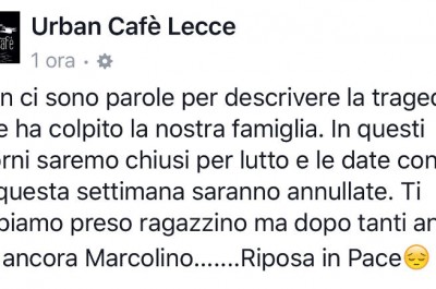 In Piazzetta Santa Chiara locali chiusi in segno di lutto. Il cordoglio del mondo della notte sui social - Corriere Salentino
