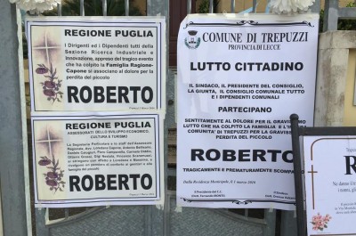 Trepuzzi in lacrime per l'ultimo viaggio del piccolo Roberto - Corriere Salentino