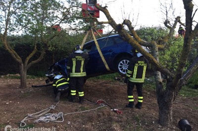 Auto esce fuori strada e si ribalta più volte: tre feriti, anche due giovanissimi calciatori - Corriere Salentino