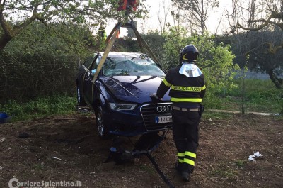 Auto esce fuori strada e si ribalta più volte: tre feriti, anche due giovanissimi calciatori - Corriere Salentino