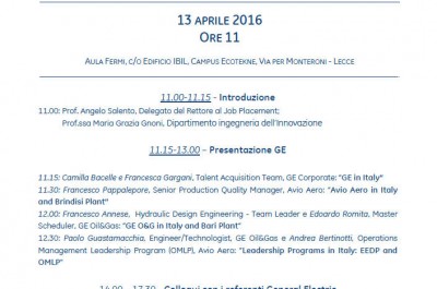 General Electric: domani 'recruiting day' a UniSalento - Corriere Salentino