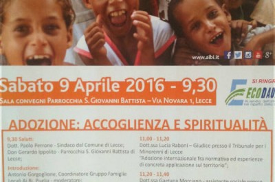 "Adozione: accoglienza e spiritualità", se ne discute in un convegno organizzato da Ai.Bi - Corriere Salentino