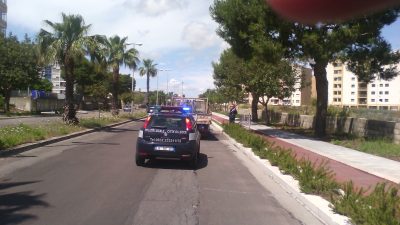 La Polizia municipale sul posto