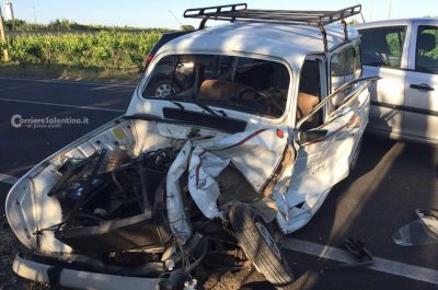 Violento schianto alla periferia di Copertino, anziano in ospedale con "codice rosso" - Corriere Salentino