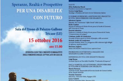 "Dopo di Noi - speranze, realtà e prospettive per una disabilità", convegno a Tricase - Corriere Salentino