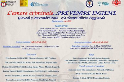“L’amore criminale...prevenire insieme": a Poggiardo una giornata di studio sulla violenza di genere - Corriere Salentino