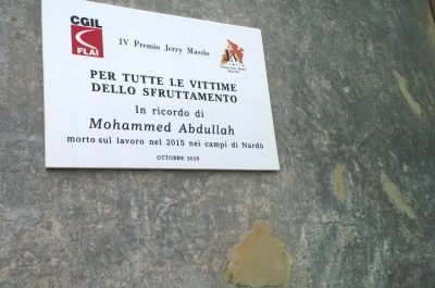 Nardò: intitolata una targa a Abdullah Mohammed, vittima del Caporalato - Corriere Salentino