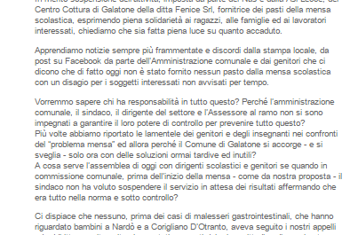Caso mensa: rivolta dei genitori contro il Sindaco Nisi, sospeso il servizio in via cautelare - Corriere Salentino