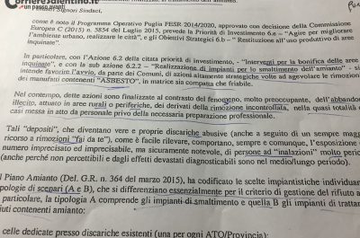 Il Salento sommerso dall'amianto che provoca il cancro. La Regione corre ai ripari: la proposta di piccoli impianti, puliti e sicuri - Corriere Salentino