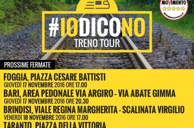 #IoDicoNoTour, arriva il Puglia il tour in treno del Movimento 5 Stelle - Corriere Salentino