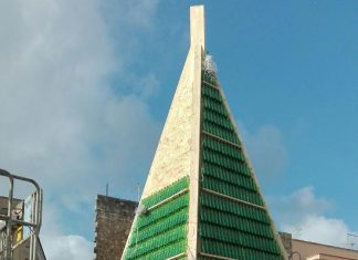 Un maestoso albero riciclato per la piazza di Caprarica