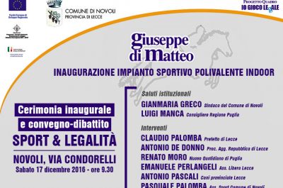 Sport & legalità, si inaugura il Centro Polivalente Indoor dedicato a Giuseppe Di Matteo - Corriere Salentino