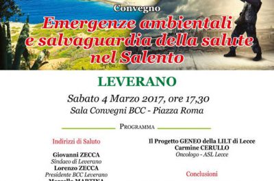 "Emergenze ambientali e salvaguardia della salute nel Salento", se ne discute a Leverano - Corriere Salentino
