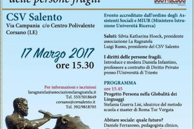 "Progetto Persona. Nuovi percorsi a sostegno delle persone fragili", seminario a Corsano - Corriere Salentino