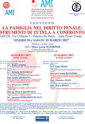 Al via il convegno dal titolo “La famiglia nel diritto penale: strumenti di tutela a confronto” - Corriere Salentino