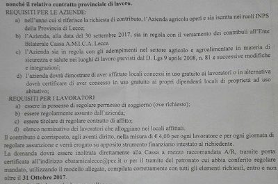 Agricoltura, Cassa Amica Lecce sostiene le spese degli alloggi per i braccianti - Corriere Salentino