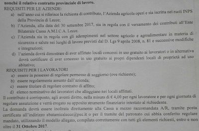 Agricoltura, Cassa Amica Lecce sostiene le spese degli alloggi per i braccianti - Corriere Salentino