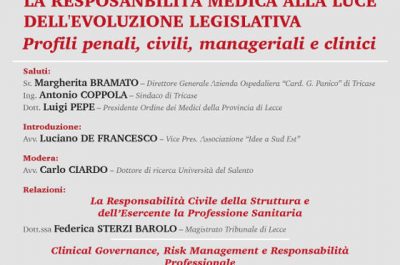 "Le novità legislative riguardanti la responsabilità medica", convegno a Tricase - Corriere Salentino