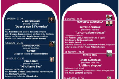 Tutto pronto a Ugento per la III Edizione della rassegna letteraria "Estate d’Autore" - Corriere Salentino