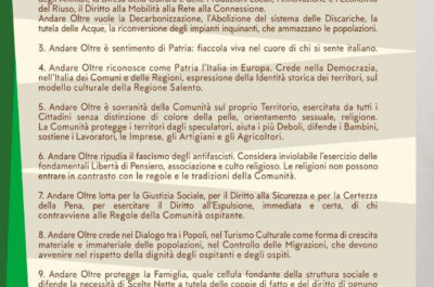 "Andare Oltre", il movimento politico di Pippi Mellone, pubblica il Manifesto dell'Idea - Corriere Salentino