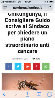 Guido: "Dopo gli annunci, il sindaco si occupi di cose concrete: un piano contro le zanzare che portano la malaria" - Corriere Salentino