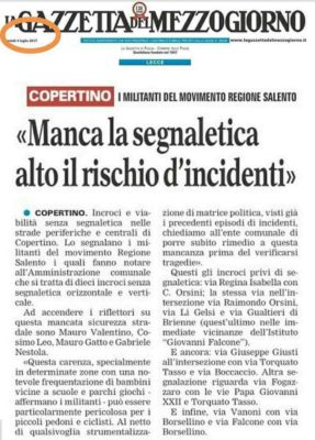 Leo: "La sicurezza dei Copertinesi al primo posto" - Corriere Salentino