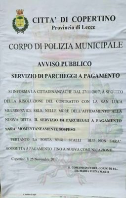Parcheggi a pagamento a Copertino, Esposito: i numeri di un fallimento - Corriere Salentino