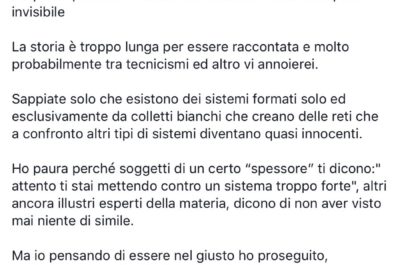 La denuncia pubblica di Prete: "Ho paura, sto male". Colletti bianchi, fango e poteri forti in un post inquietante - Corriere Salentino
