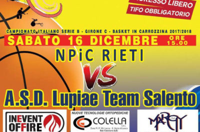 Basket in carrozzina, in programma sabato la sfida di cartello della Serie B: Lupiae Team Salento vs NPiC Rieti - Corriere Salentino