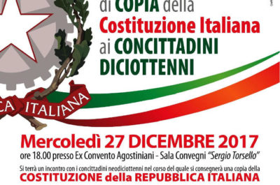Melpignano: mercoledì 27 dicembre la consegna della Costituzione ai maggiorenni. Presenti Decaro e Salvemini - Corriere Salentino