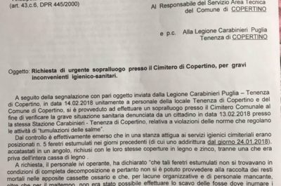 Polemiche e accuse per i problemi al cimitero di Copertino - Corriere Salentino