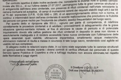 Polemiche e accuse per i problemi al cimitero di Copertino - Corriere Salentino