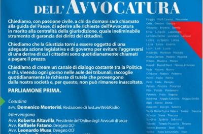 "La Giornata dell’Orgoglio della Avvocatura", incontro pubblico venerdì 23 febbraio - Corriere Salentino