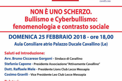 "Non è uno scherzo. Bullismo e Cyberbullismo: fenomenologia e contrasto sociale", se ne discute a Cavallino - Corriere Salentino
