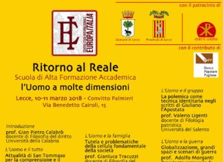 Scuola di Alta Formazione Accademica a Lecce: Ritorno al reale: l’uomo a molte dimensioni