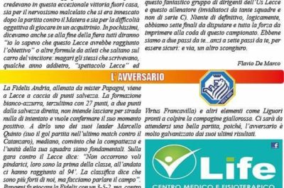Match Day di Lecce - Fidelis Andria - Corriere Salentino
