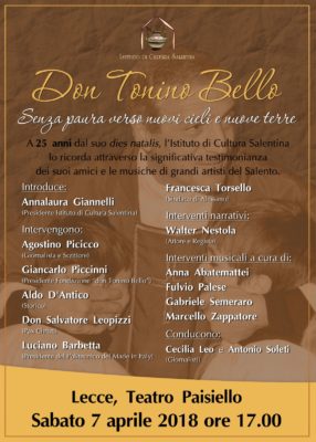 Don Tonino Bello, omaggio dell’Istituto di Cultura Salentina a 25 anni dalla sua nascita al cielo - Corriere Salentino