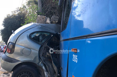 Scontro tra bus e auto, un ferito con “codice rosso” in ospedale - Corriere Salentino